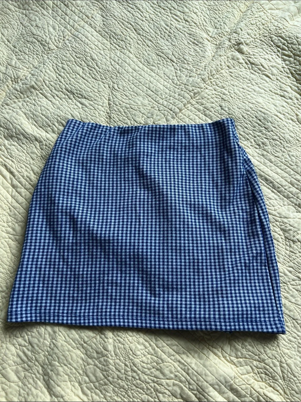 Topshop Blue Gingham Ruffle Front Miniskirt - Picture 2 of 4